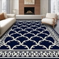 thumbnail image 1 of ODIKA 8'x10' Machine Washable Non-Slip Area Rug, Classic Lattice Accent Featuring Refined Curvilinear Design High Traffic Rug, Blue, 534534, 1 of 7