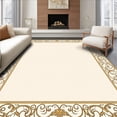thumbnail image 1 of ODIKA 8'x10' Machine Washable Non-Slip Area Rug, Classic Ornate Filigree with Lattice Vine Overlay High Traffic Rug with Pad, Gold, 541677, 1 of 8