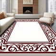 thumbnail image 1 of ODIKA 8'x10' Machine Washable Non-Slip Area Rug, Classic Ornate Swirl Design with Layered Floral and Curved Lines High Traffic Rug with Pad, Red, 570208, 1 of 8