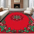thumbnail image 1 of ODIKA 8'x10' Machine Washable Non-Slip Area Rug, Classic Seasonal Floral Medallion High Traffic Rug, Red, 611797, 1 of 7
