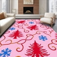 thumbnail image 1 of ODIKA 8'x10' Machine Washable Non-Slip Area Rug, Classic Yuletide Tree with Details High Traffic Rug, Pink, 731477, 1 of 7