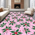 thumbnail image 1 of ODIKA 8'x10' Machine Washable Non-Slip Area Rug, Classic Yuletide with Interlocking Holly and Berry Design High Traffic Rug, Pink, 620353, 1 of 7