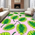 thumbnail image 1 of ODIKA 8'x10' Machine Washable Non-Slip Area Rug, Colorful Tropical Leaf Doormat High Traffic Rug with Pad, Pink, 337139, 1 of 8