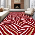 thumbnail image 1 of ODIKA 8'x10' Machine Washable Non-Slip Area Rug, Contemporary Interlocking Chevron Waves with Metallic Accents Artistic High Traffic Rug with Pad, Red, 614539, 1 of 8