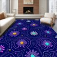 thumbnail image 1 of ODIKA 8'x10' Machine Washable Non-Slip Area Rug, Cosmic Floral Universe Starlight Celestial Galactic Heavenly High Traffic Rug, Purple, 656410, 1 of 7