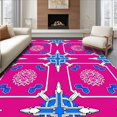thumbnail image 1 of ODIKA 8'x10' Machine Washable Non-Slip Area Rug, Crystal Lattice Snow Elegance Intricate Interlocking Holiday Motifs High Traffic Rug with Pad, Pink, 736674, 1 of 8