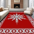 thumbnail image 1 of ODIKA 8'x10' Machine Washable Non-Slip Area Rug, Crystal Starburst Design Featuring Delicate Interlocking Snowflakes High Traffic Rug with Pad, Red, 627161, 1 of 8