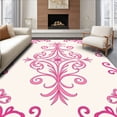 thumbnail image 1 of ODIKA 8'x10' Machine Washable Non-Slip Area Rug, Damask Flourish with Classical Vine High Traffic Rug with Pad, Pink, 563571, 1 of 8