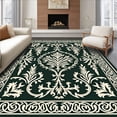 thumbnail image 1 of ODIKA 8'x10' Machine Washable Non-Slip Area Rug, Damask Flourish with Traditional Botanical Scrollwork High Traffic Rug, Green, 587124, 1 of 7