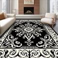 thumbnail image 1 of ODIKA 8'x10' Machine Washable Non-Slip Area Rug, Damask Paisley Swirl with Vintage Flourishes High Traffic Rug, Black, 550256, 1 of 7