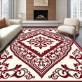 thumbnail image 1 of ODIKA 8'x10' Machine Washable Non-Slip Area Rug, Damask Scrollwork with Rose Accents High Traffic Rug, Ivory, 590656, 1 of 7