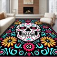 thumbnail image 1 of ODIKA 8'x10' Machine Washable Non-Slip Area Rug, Day Dead Sugar Bloom Canvas Artistic High Traffic Rug with Pad, Pink, 743469, 1 of 8
