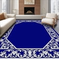 thumbnail image 1 of ODIKA 8'x10' Machine Washable Non-Slip Area Rug, Decorative Filigree with Classic Scrollwork High Traffic Rug, Blue, 479366, 1 of 7