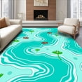 thumbnail image 1 of ODIKA 8'x10' Machine Washable Non-Slip Area Rug, Delightful Flowing River Current Animated Character Design High Traffic Rug with Pad, Turquoise, 725327, 1 of 8
