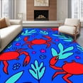thumbnail image 1 of ODIKA 8'x10' Machine Washable Non-Slip Area Rug, Delightful Underwater Cartoon Theme with Expressive Crab Character High Traffic Rug, Blue, 724967, 1 of 5