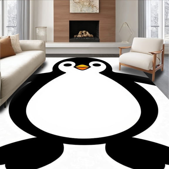 ODIKA 8'x10' Machine Washable Non-Slip Area Rug, Delightful Wintry Companion Stitching Tufting High Traffic Rug, Black, 726162