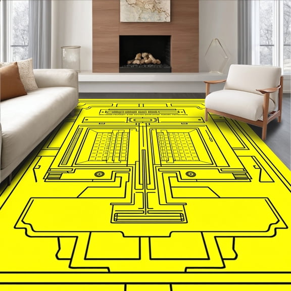 ODIKA 8x10 Machine Washable Non-Slip Area Rug, Deluxe Firearm Protective Cushioned Interior Shooting Sports High Traffic Rug, Yellow, 678381