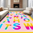 thumbnail image 1 of ODIKA 8'x10' Machine Washable Non-Slip Area Rug, Developmental Play Surface with Letter High Traffic Rug, Pink, 692246, 1 of 7