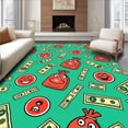 thumbnail image 1 of ODIKA 8'x10' Machine Washable Non-Slip Area Rug, Dollar Design Amusing Playful Charming Accessory High Traffic Rug with Pad, Green, 719681, 1 of 8