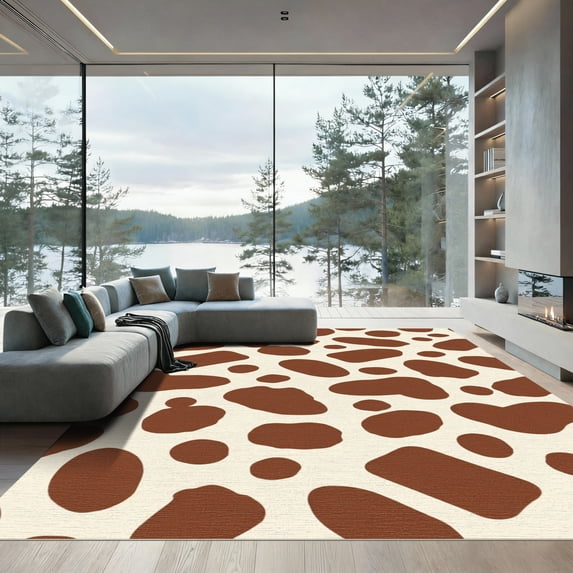 ODIKA 8x10 Machine Washable Non-Slip Area Rug, Earthtone Abstract ...