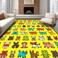 thumbnail image 1 of ODIKA 8'x10' Machine Washable Non-Slip Area Rug, Educational Animal Themed Letter Showcasing Diverse Fauna and Alphabet High Traffic Rug, Yellow, 699543, 1 of 7