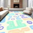 thumbnail image 1 of ODIKA 8'x10' Machine Washable Non-Slip Area Rug, Educational Letter and Number Puzzle with Cheerful Pastel Palette High Traffic Rug, Blue, 687474, 1 of 5