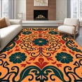 thumbnail image 1 of ODIKA 8'x10' Machine Washable Non-Slip Area Rug, Elegant Autumnal Vine Swirls Surrounding Decorative Squash High Traffic Rug with Pad, Orange, 602374, 1 of 8