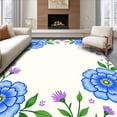 thumbnail image 1 of ODIKA 8'x10' Machine Washable Non-Slip Area Rug, Elegant Blossom Canvas Stitch Display Decoration High Traffic Rug with Pad, Blue, 733715, 1 of 8