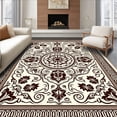 thumbnail image 1 of ODIKA 8'x10' Machine Washable Non-Slip Area Rug, Elegant Boho Medallion Design with Ornate Interlocking High Traffic Rug with Pad, Beige, 709320, 1 of 8