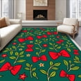 thumbnail image 1 of ODIKA 8'x10' Machine Washable Non-Slip Area Rug, Elegant Bow Tie with Twinkling Stars and Swirling Ivy Embellishments High Traffic Rug with Pad, Green, 624617, 1 of 8