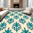 thumbnail image 1 of ODIKA 8'x10' Machine Washable Non-Slip Area Rug, Elegant Damask Swirl Design Featuring Luxurious Botanical Accents High Traffic Rug with Pad, Teal, 567706, 1 of 8