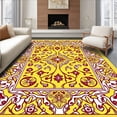 thumbnail image 1 of ODIKA 8'x10' Machine Washable Non-Slip Area Rug, Elegant Floral Mosaic Featuring Interlaced Bloom and Vine Motifs High Traffic Rug, Yellow, 663172, 1 of 7