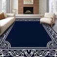 thumbnail image 1 of ODIKA 8'x10' Machine Washable Non-Slip Area Rug, Elegant Interlocking Border with Ornate Flourish Accents High Traffic Rug with Pad, Blue, 461303, 1 of 8