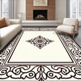 thumbnail image 1 of ODIKA 8'x10' Machine Washable Non-Slip Area Rug, Elegant Interlocking Medallion Trellis Lattice Scroll Motif High Traffic Rug, Brown, 539704, 1 of 7