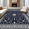thumbnail image 1 of ODIKA 8'x10' Machine Washable Non-Slip Area Rug, Elegant Lattice Floral Symmetrical Ornamental High Traffic Rug, Black, 660081, 1 of 7
