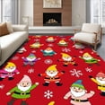 thumbnail image 1 of ODIKA 8'x10' Machine Washable Non-Slip Area Rug, Elegant Nordic Gnome Parade Holiday Bathroom Decoration High Traffic Rug, Red, 632443, 1 of 7
