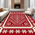 thumbnail image 1 of ODIKA 8'x10' Machine Washable Non-Slip Area Rug, Elegant Nordic Snowflake Arrangement with Stylized Pinecone Highlights High Traffic Rug, Red, 507732, 1 of 7