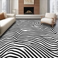 thumbnail image 1 of ODIKA 8'x10' Machine Washable Non-Slip Area Rug, Elegant Swirl Maze Hypnotic Flowing Ripple Decorative High Traffic Rug, Black, 443529, 1 of 7