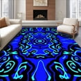 thumbnail image 1 of ODIKA 8'x10' Machine Washable Non-Slip Area Rug, Elegant Swirl Medallion Pile Contemporary High Traffic Rug, Blue, 601205, 1 of 7