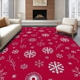 thumbnail image 1 of ODIKA 8'x10' Machine Washable Non-Slip Area Rug, Elegant Wintry Celebration Snowy Landscape High Traffic Rug with Pad, Red, 623226, 1 of 8