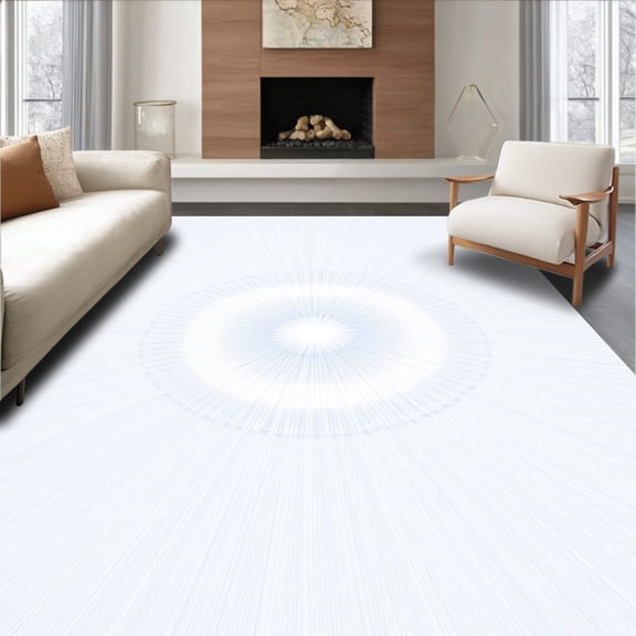 ODIKA 8'x10' Machine Washable Non-Slip Area Rug, Elegant Wintry Plush Base Wrap Decorative Accessory For Slim Evergreen High Traffic Rug, White, 629627