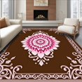 thumbnail image 1 of ODIKA 8'x10' Machine Washable Non-Slip Area Rug, Enchanted Blossom Medallion with Feathered Lace Details High Traffic Rug with Pad, Brown, 531066, 1 of 8