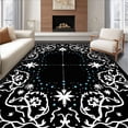thumbnail image 1 of ODIKA 8'x10' Machine Washable Non-Slip Area Rug, Enchanted Cluster Interlocking Lattice Celestial Winter Design High Traffic Rug with Pad, Black, 654715, 1 of 8
