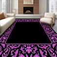 thumbnail image 1 of ODIKA 8'x10' Machine Washable Non-Slip Area Rug, Enchanted Fauna Flora Midnight Symphony Eclectic High Traffic Rug with Pad, Black, 574837, 1 of 8