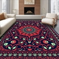 thumbnail image 1 of ODIKA 8'x10' Machine Washable Non-Slip Area Rug, Enchanted Garden Blossom Vine Labyrinth Sanctuary High Traffic Rug with Pad, Red, 586111, 1 of 8