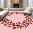 thumbnail image 1 of ODIKA 8'x10' Machine Washable Non-Slip Area Rug, Enchanted Garden Vine Wreath Seasonal Decorative Floor Protection High Traffic Rug with Pad, Pink, 740672, 1 of 8