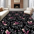 thumbnail image 1 of ODIKA 8'x10' Machine Washable Non-Slip Area Rug, Enchanted Midnight Blossom with Delicate Vine Motifs High Traffic Rug, Black, 346754, 1 of 7