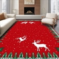 thumbnail image 1 of ODIKA 8'x10' Machine Washable Non-Slip Area Rug, Enchanted Reindeer Forest Yuletide Celebration Accent High Traffic Rug with Pad, Red, 505870, 1 of 8