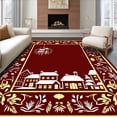 thumbnail image 1 of ODIKA 8'x10' Machine Washable Non-Slip Area Rug, Enchanted Snowy Village Seasonal Hearth Decorative Emblem High Traffic Rug, Red, 610320, 1 of 7