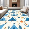 thumbnail image 1 of ODIKA 8'x10' Machine Washable Non-Slip Area Rug, Enchanted Teepee Adventure with Whimsical Camping High Traffic Rug, Blue, 683188, 1 of 7